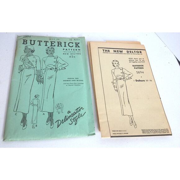 Vintage 1920s Butterick Pattern Including New Delton Delineator Style 5894 Uncut - Picture 2 of 10